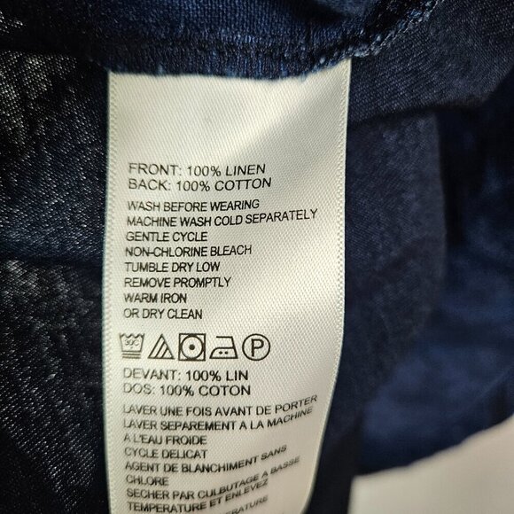 Tommy Bahama Linen Sleeveless Shift Tank Dress Navy Blue Palm Print M - Picture 4 of 7